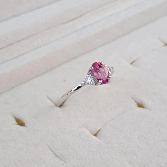 *Rare* Premium Natural Ouro Fino Rubellite & Genuine Moissanite Ring. - Picture 3 of 9